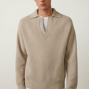 LISA YANG Mens Sweaters the Damien Sweater Sand